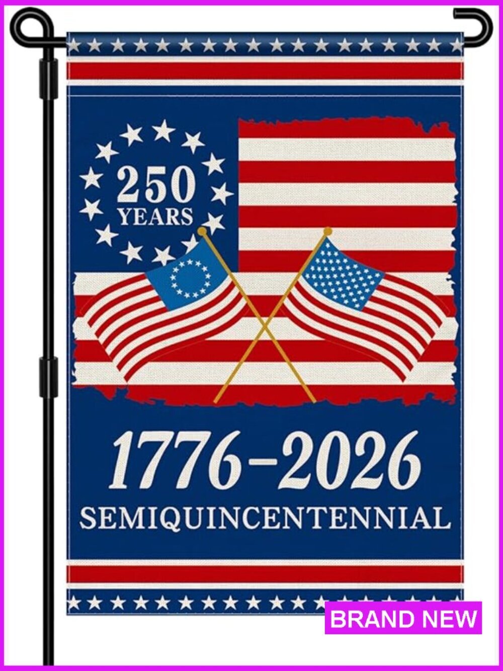 250th Anniversary Garden Flag Patriotic USA Double-Sided Waterproof Yard